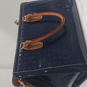 NEW ✅ ARCADIA Navy Blue Patent Leather #2029 Business Large Tote Bag ✨NWOT & COA